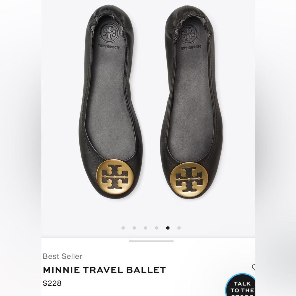 Tory Burch black flats Gold